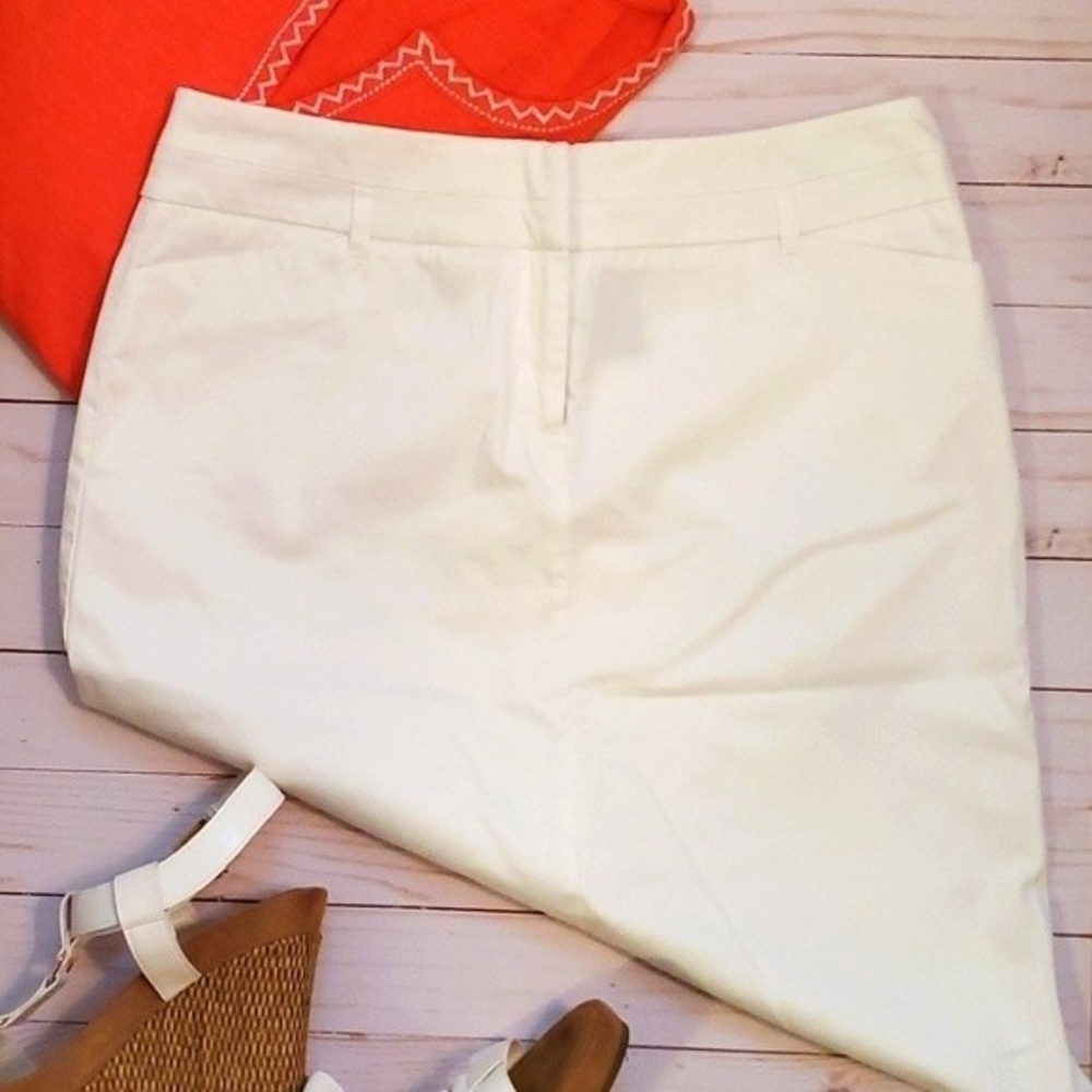 NY & CO STRAIGHT PENCIL SKIRT WHITE COTTON SIZE 6